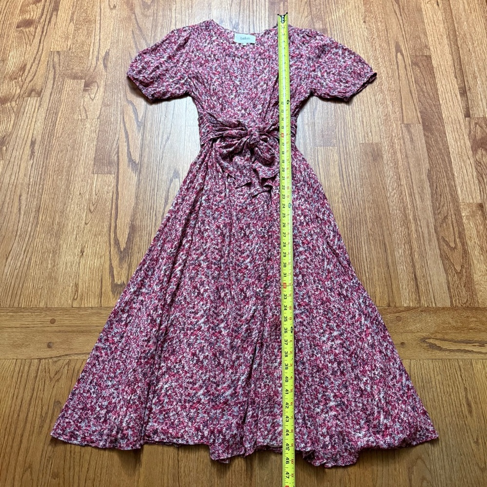 Ba&sh Noemie Fuchsia Floral Short Sleeve Wrap Midi Dress in size 4 - Picture 16 of 16
